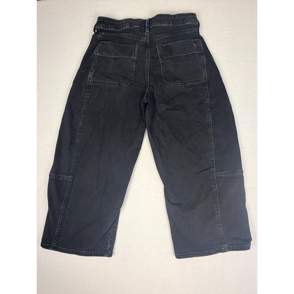 Pilcro Anthropologie Black Wide Leg Crop Jeans Women's High Rise Utility Denim - Picture 2 of 7